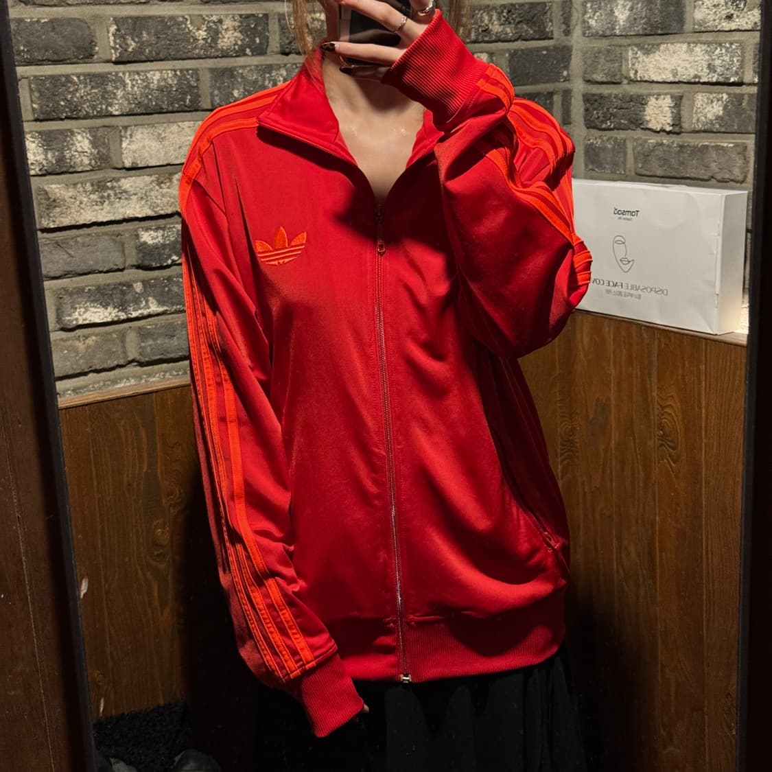 100) 아디다스 파이어버드 삼선 져지 트랙탑 집업 레드 A4 상품이미지9