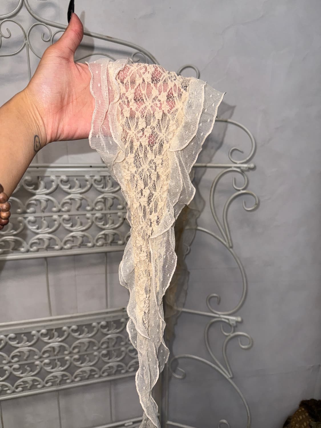 Ivory floral lace dot scarf 상품이미지4