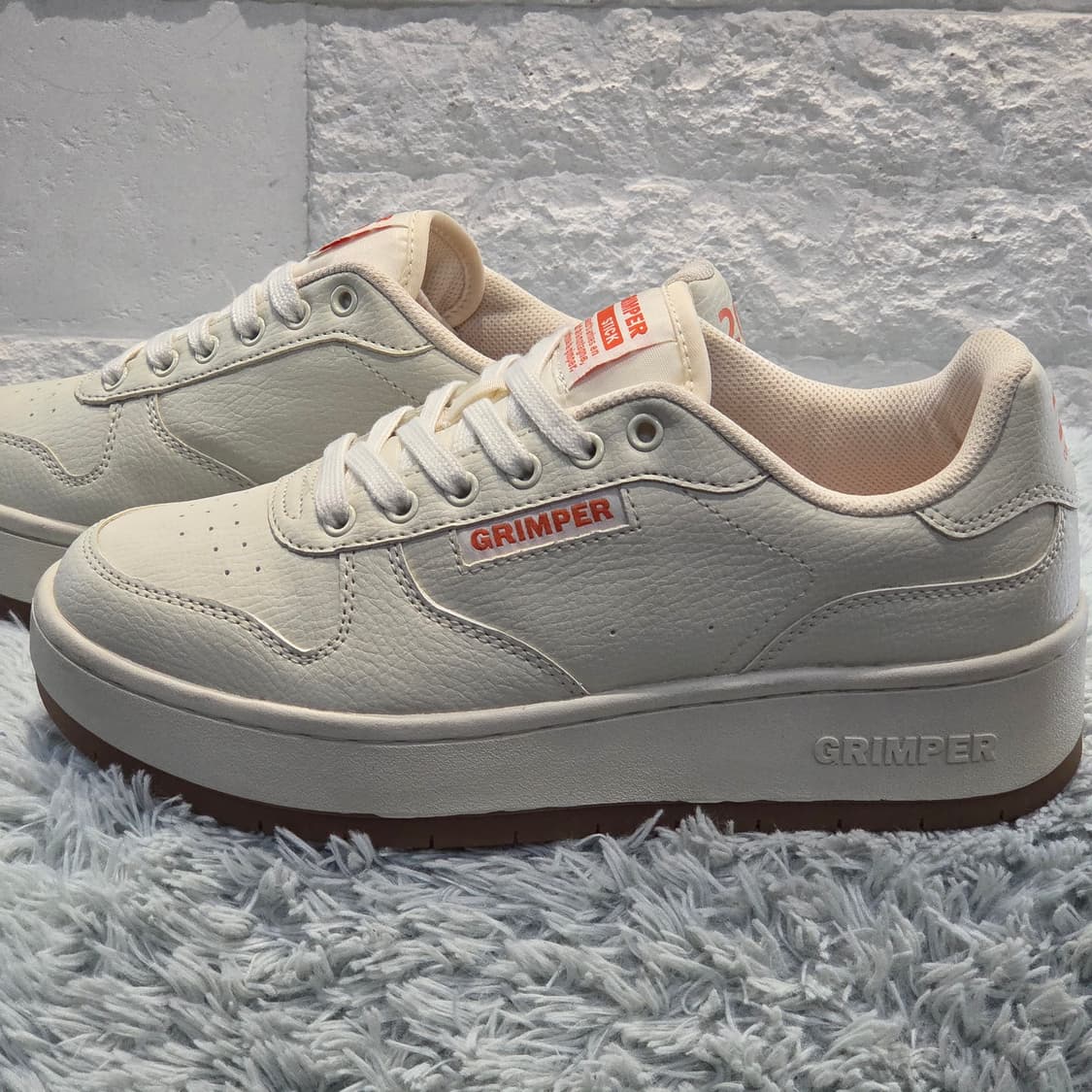 6q-22:그림퍼 플랫폼 스니커즈 아이보리 (250cm)-거의새거 상품이미지2