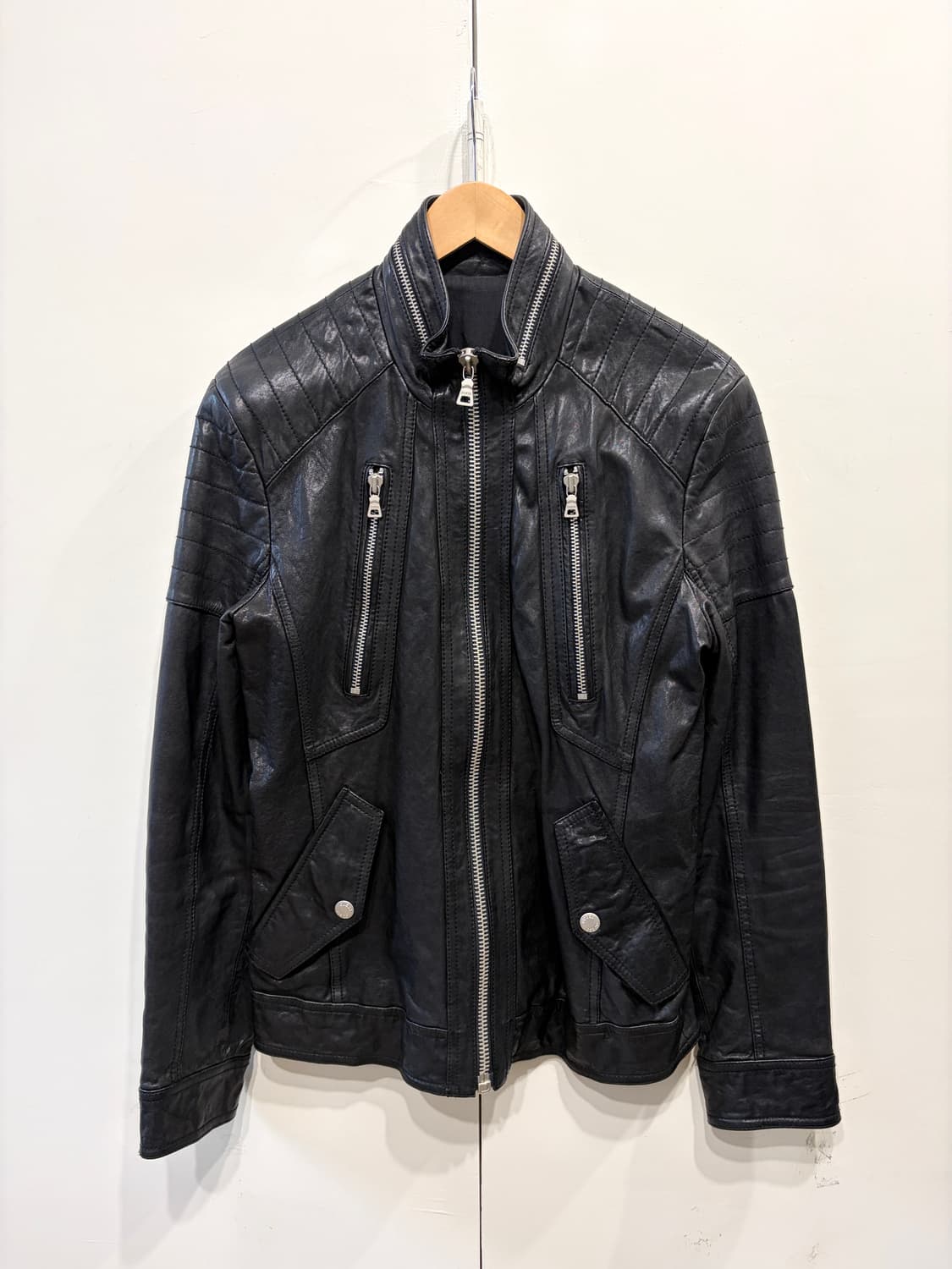 게스 램스킨 바이커 레더 자켓 상품이미지1