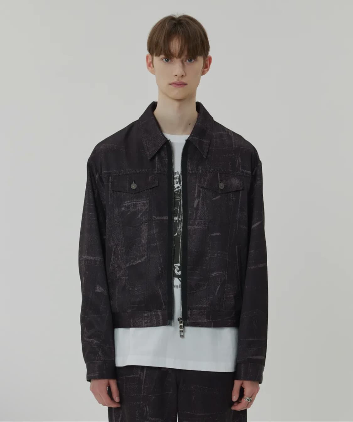 메종미네드 블랙 웨이브 데님 프린팅 자켓 L 상품이미지1