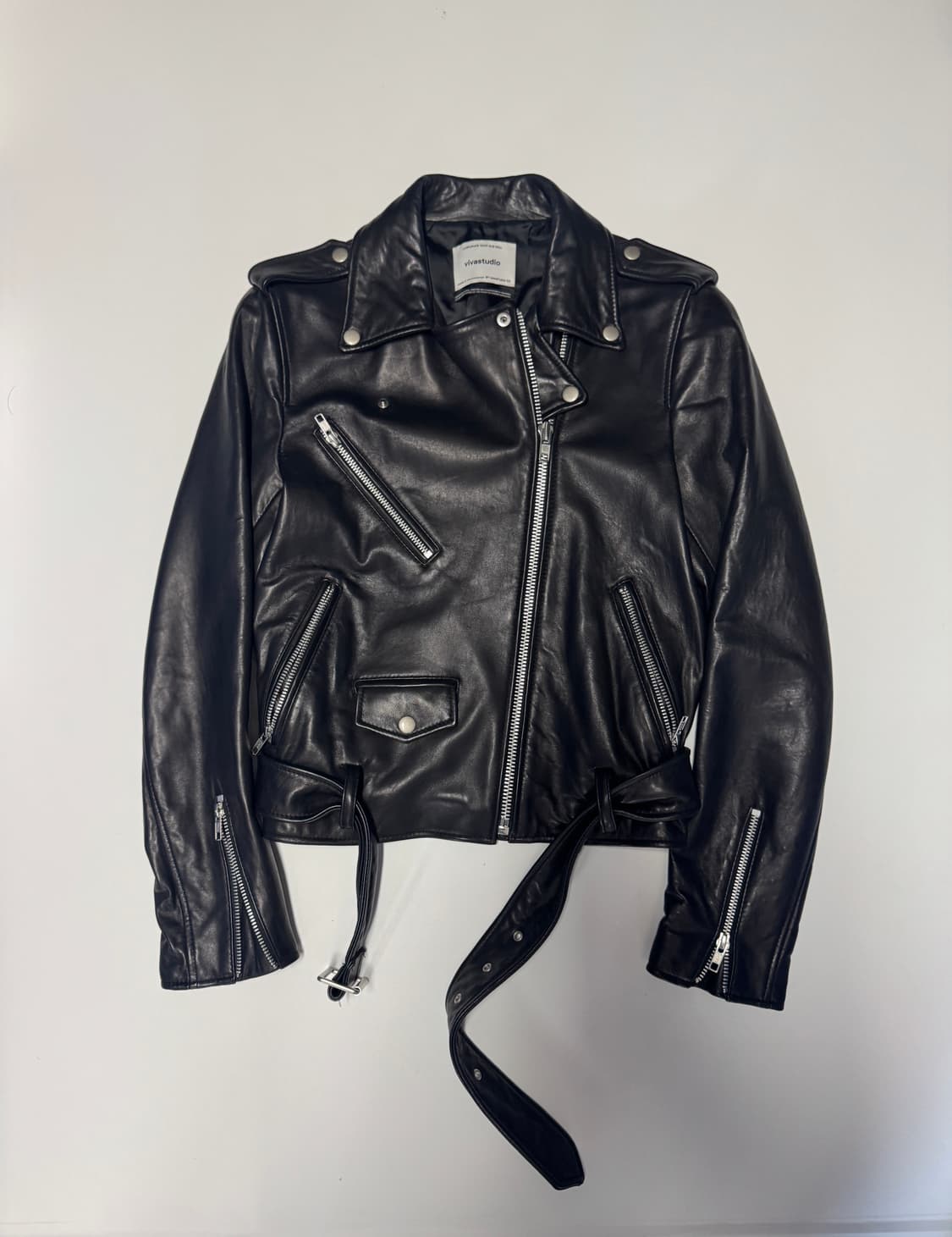 여성 비바스튜디오 리얼 레더 크롭 라이더 자켓 상품이미지1
