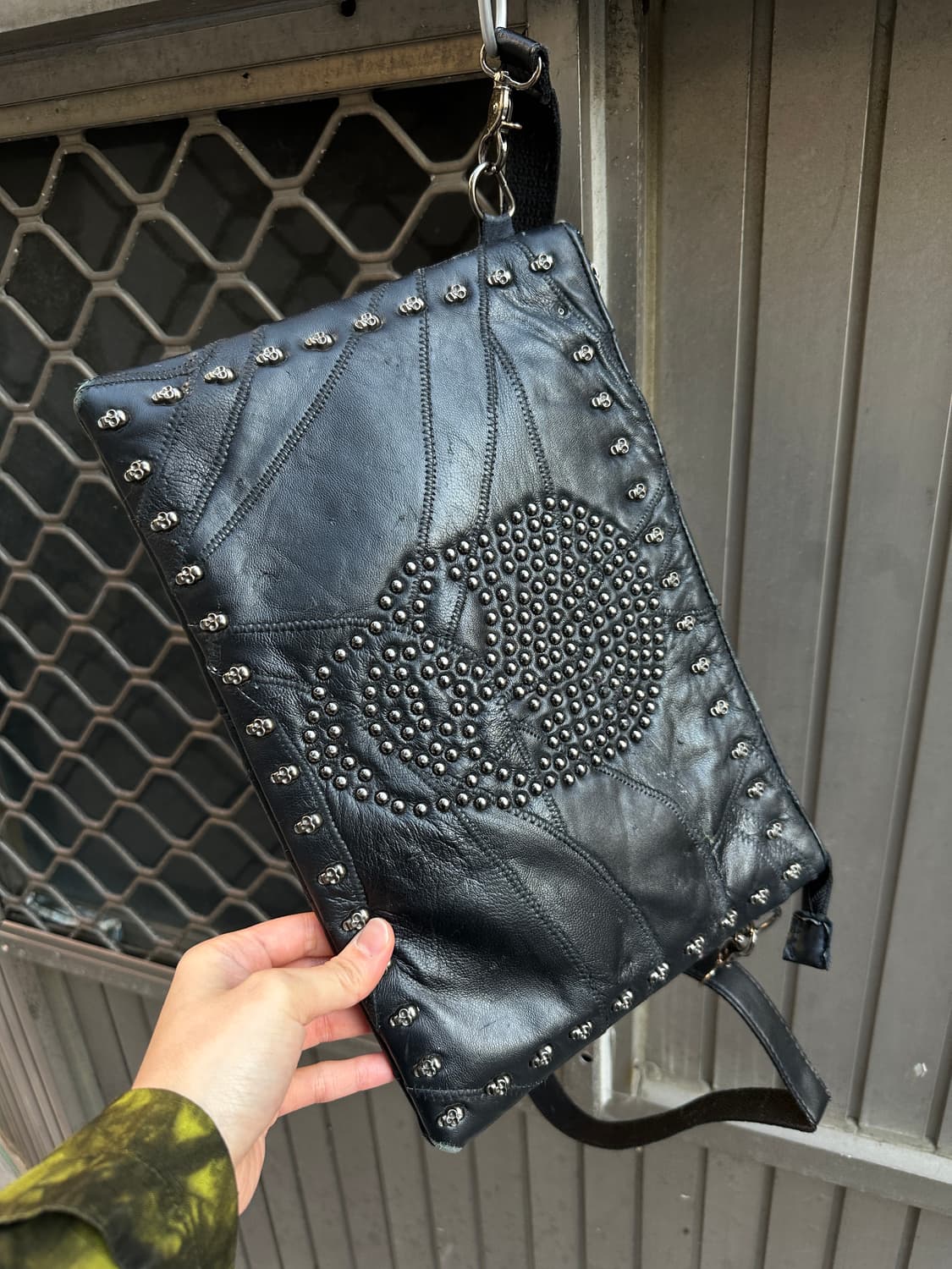 Skull stud punk leather cross bag 상품이미지2