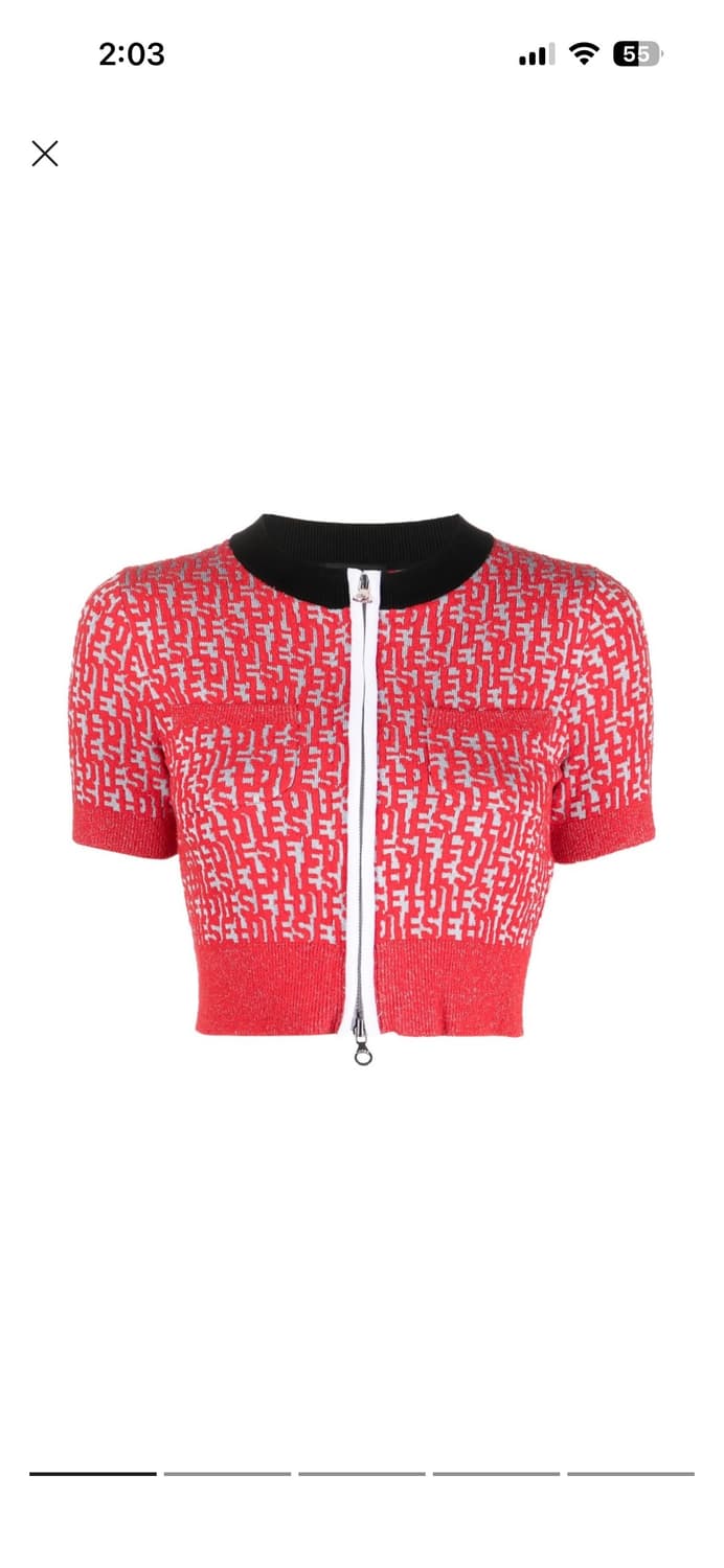 디젤 모노그램 패턴 크롭 지퍼 프런트 탑 상품이미지1