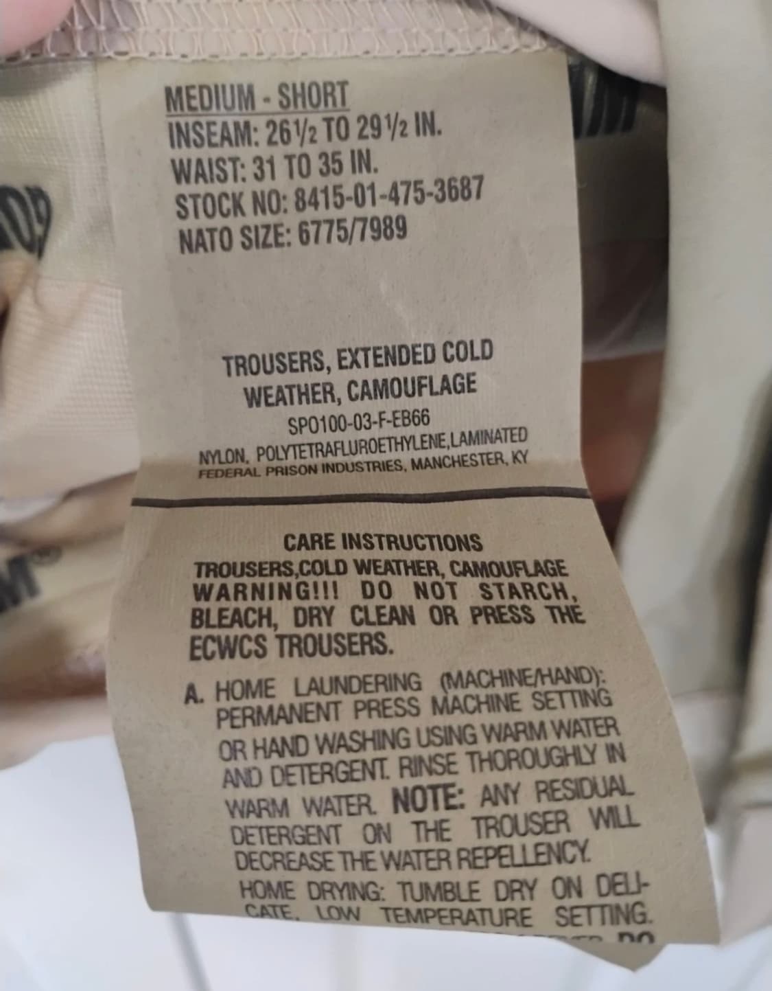 미군 고어텍스 팬츠 데드스탁 M-S 사막삼색 상품이미지2
