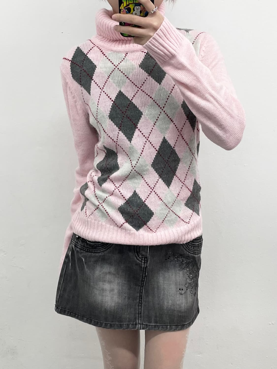 히메갸루 핑크 아가일 니트🎀 상품이미지5