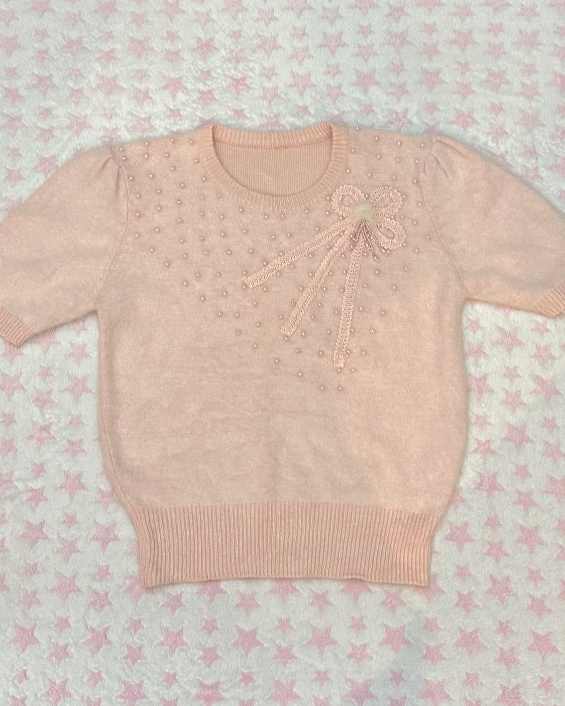 앙고라 연핑크 반팔 니트 상품이미지2