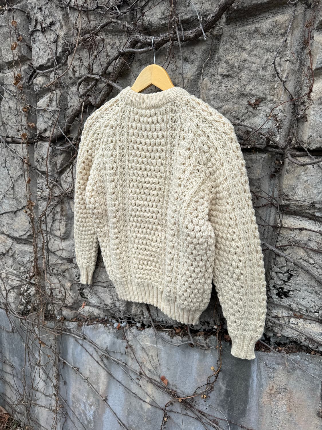 80~90s Lisbeen 아일랜드 피셔맨 니트 아이보리 상품이미지4