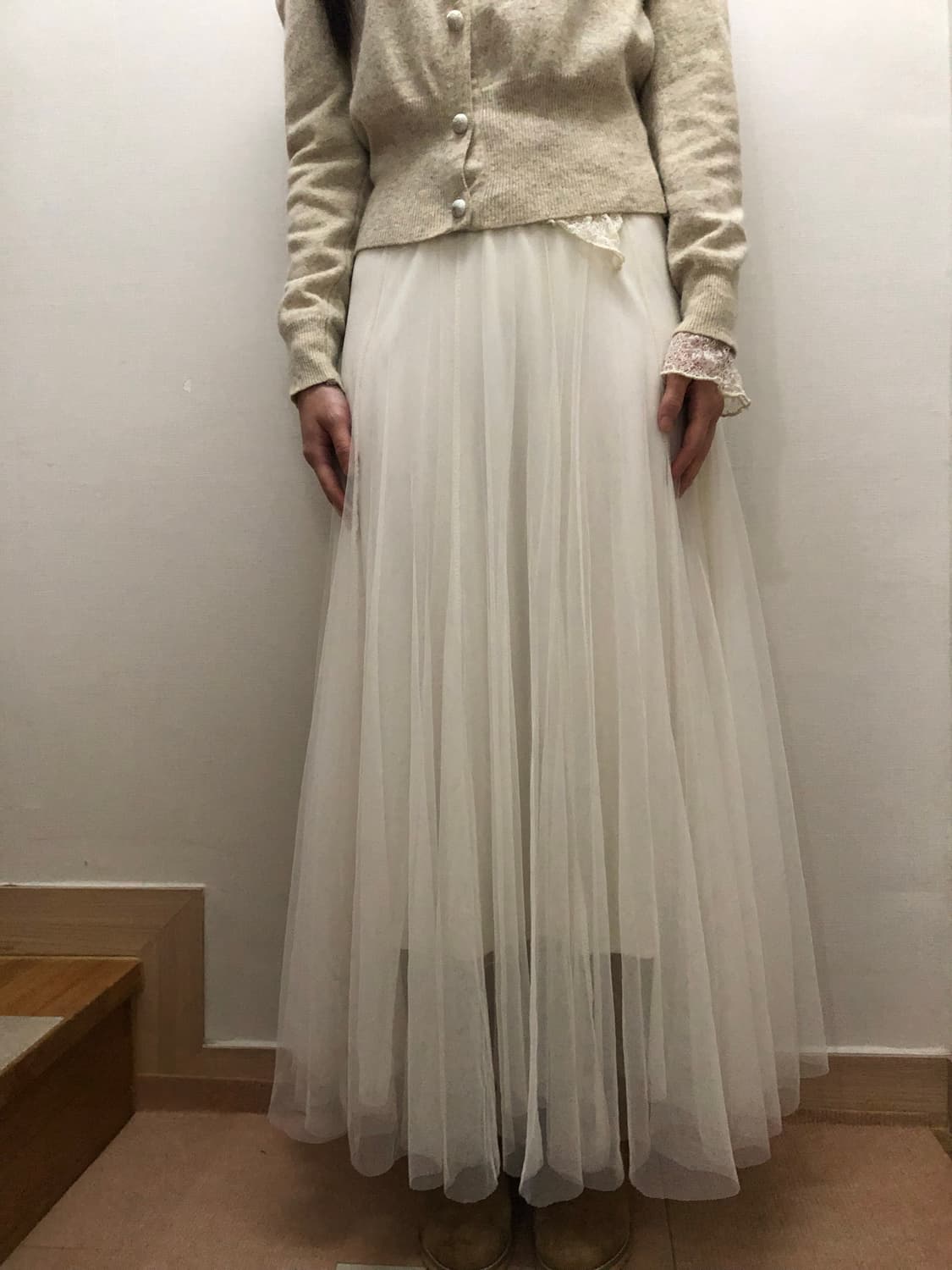 빈티지 화이트 레이스 롱 스커트 상품이미지1
