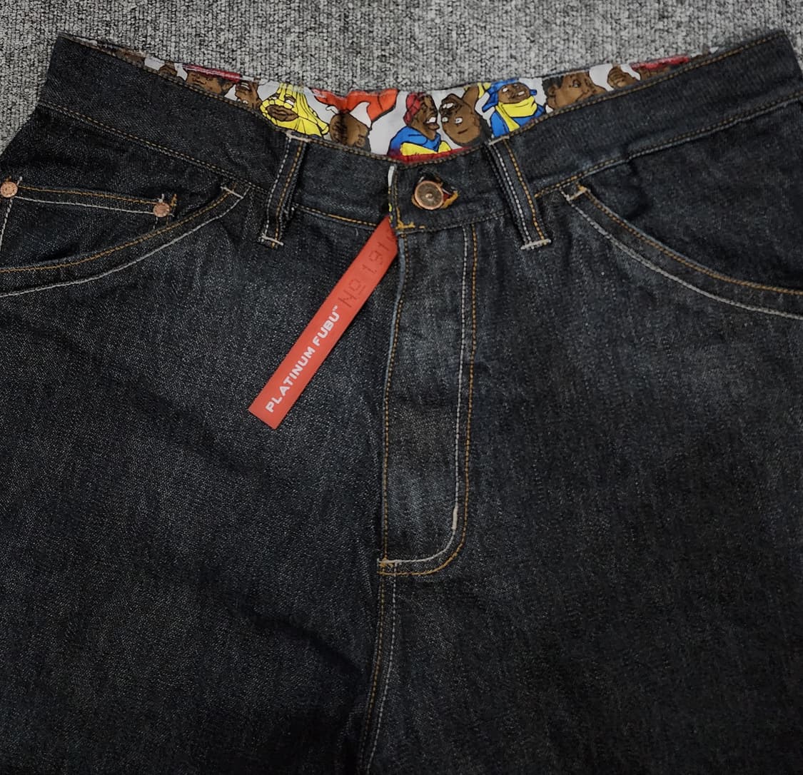 FUBU 후부 플래티넘 팻 엘버트 자수 데님 하프팬츠 반바지 상품이미지3