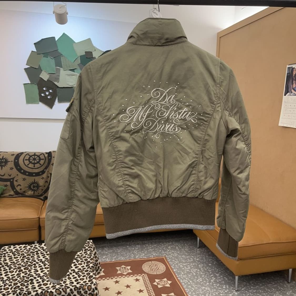 빈티지 Y2K 대장급 러블리힙 올리브카키 항공점퍼 자켓 90 C09340 상품이미지4