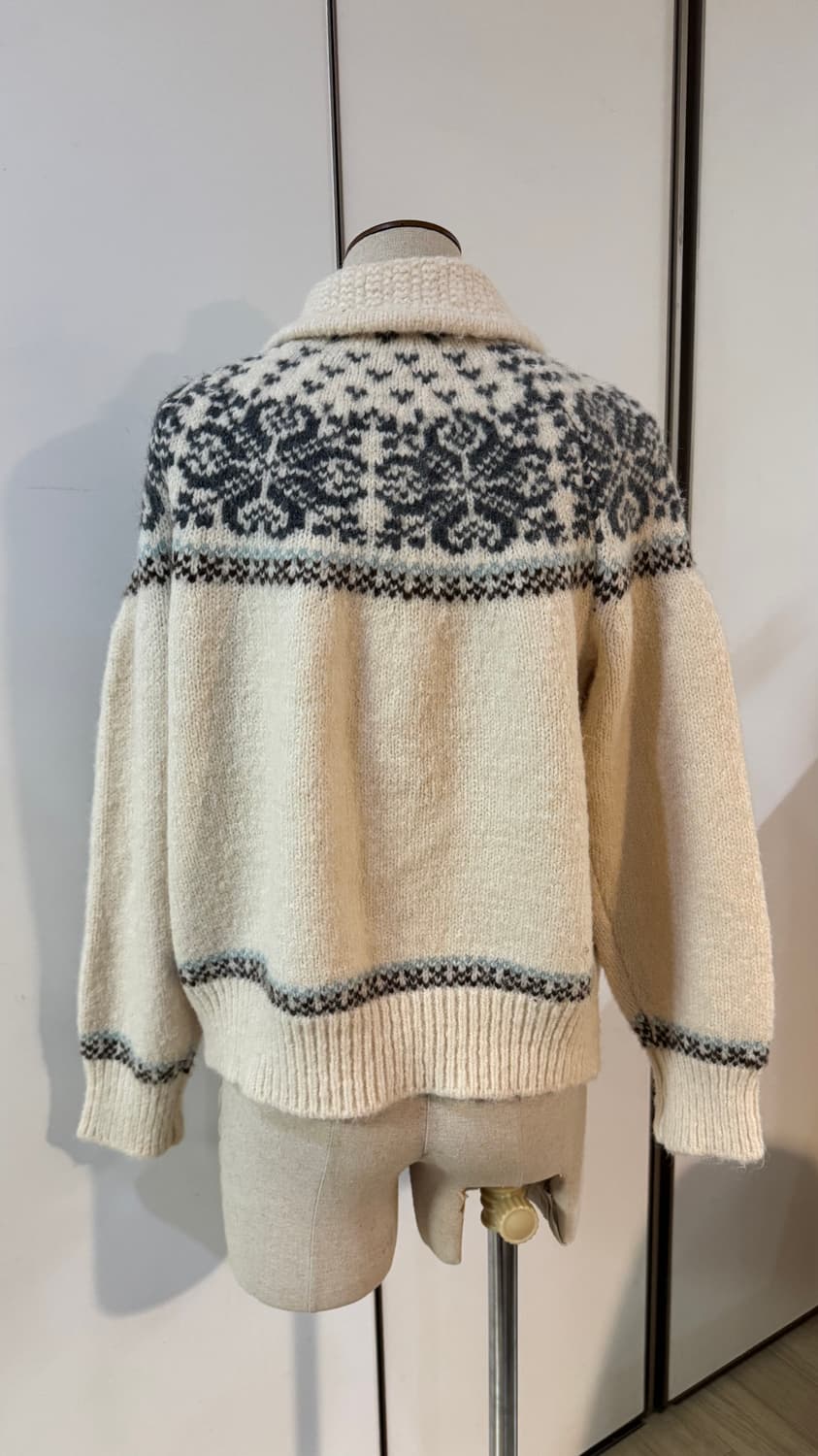 노르딕 패턴 울 니트 가디건 화이트  상품이미지8