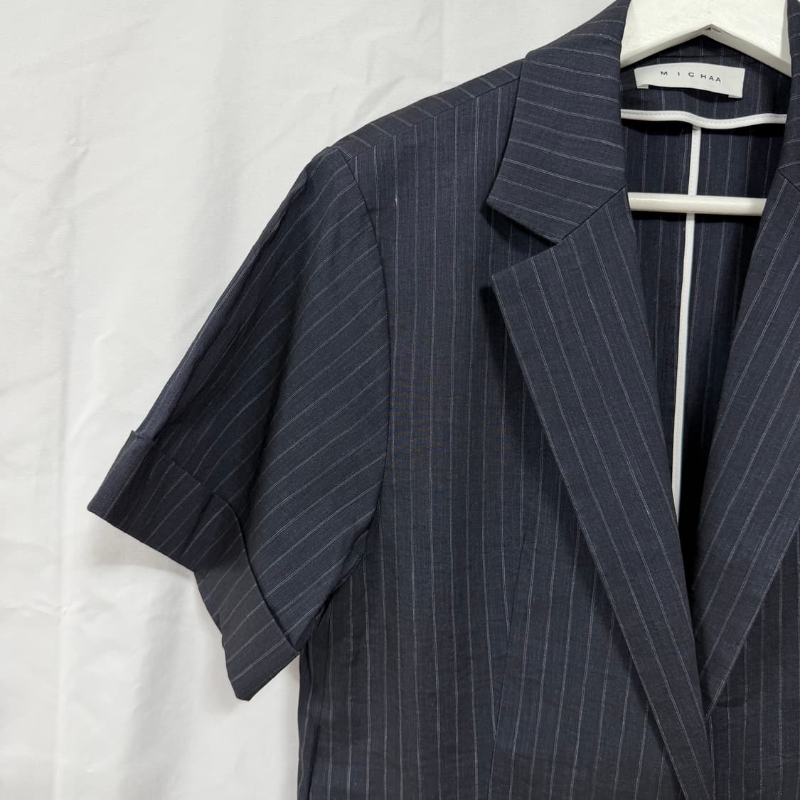 미샤 스트라이프 싱글 버튼 린넨 반팔 자켓 상품이미지4