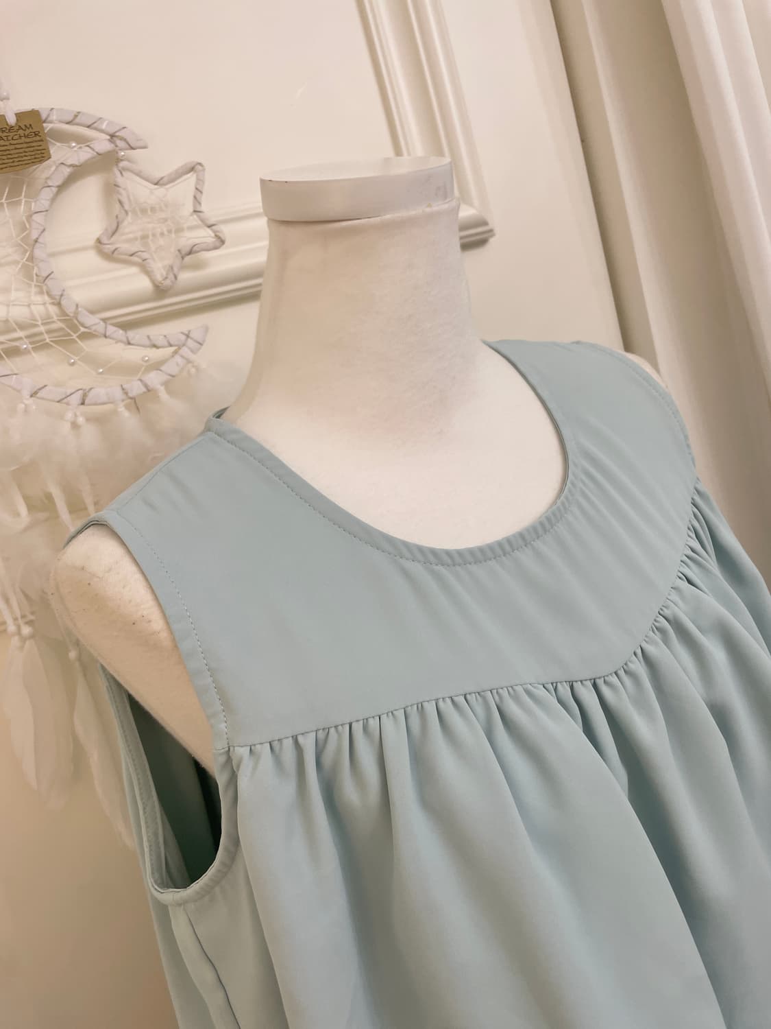 mint shirring layered blouse 상품이미지7