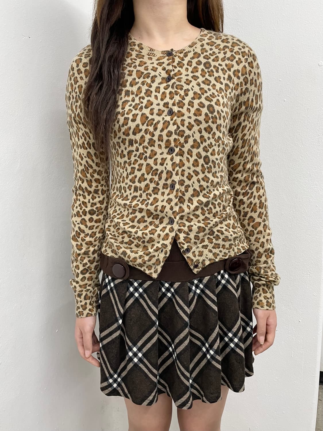 갸루 호피 버튼 가디건 상품이미지4