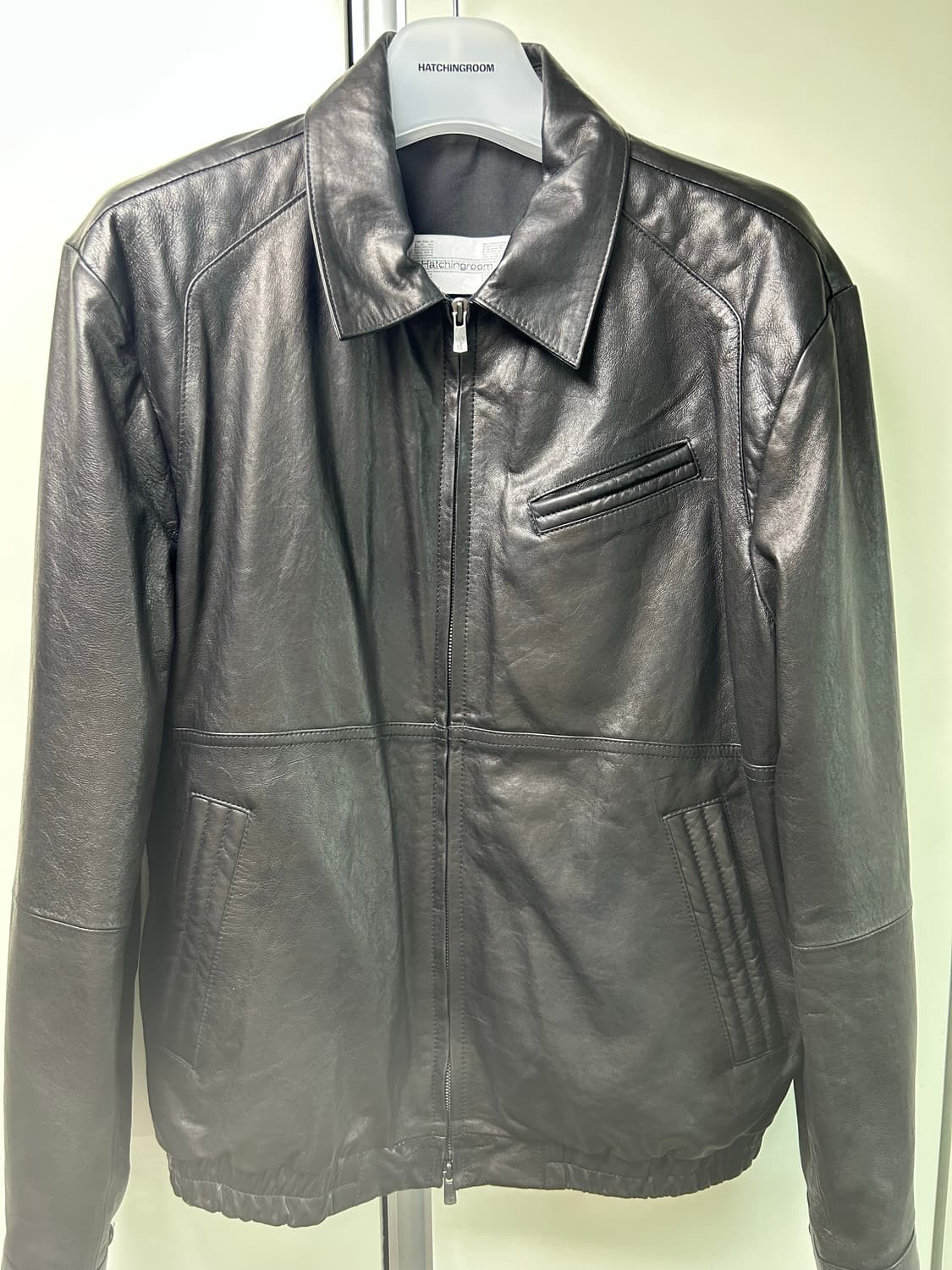 해칭룸 스티치 볼륨 레더 자켓 상품이미지1