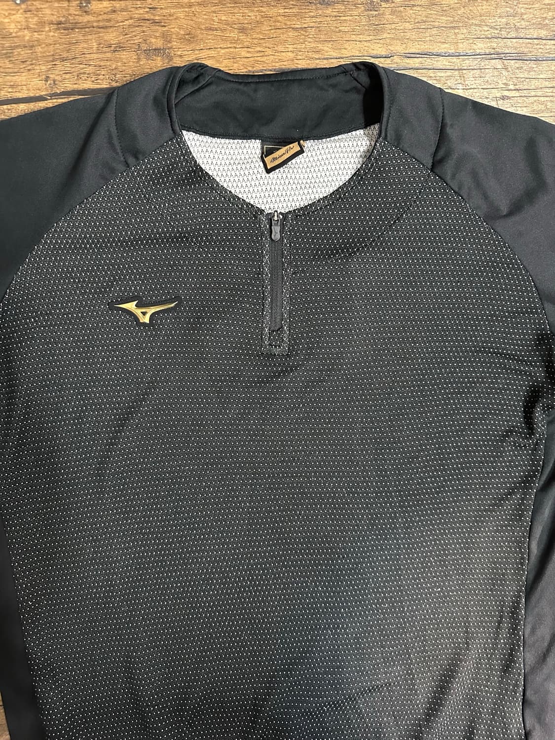 미즈노 프로 Mizuno Pro 반집업 기능성 웜업 반팔 블랙 M 일본판 상품이미지2