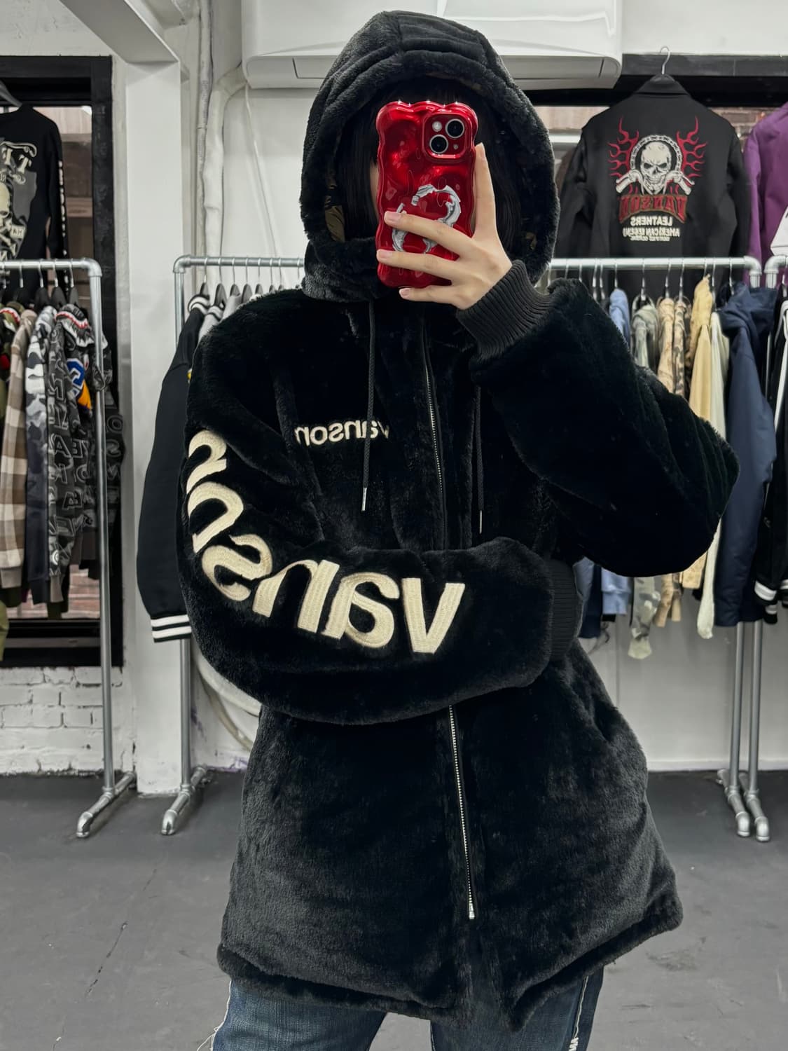 밴슨 레더 리버시블 퍼 후드 자켓 상품이미지3