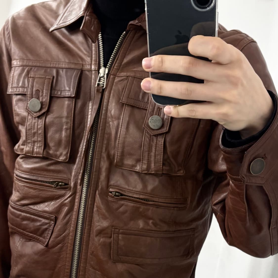 쇼트 양가죽 라이더 자켓 상품이미지3