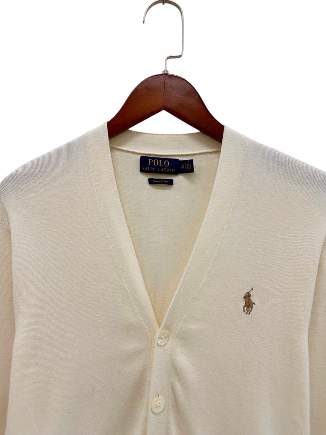 폴로 피마코튼 니트 가디건 크림 (XS~S) 상품이미지2