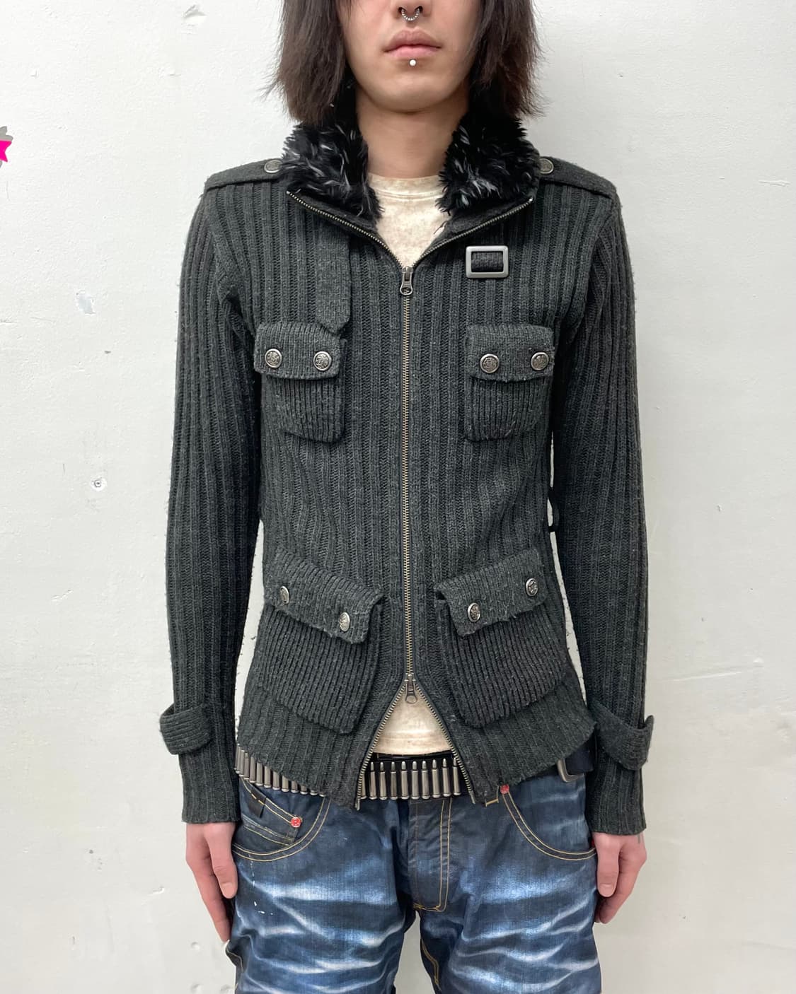 4 Pocket Gray Knit Jacket 상품이미지1