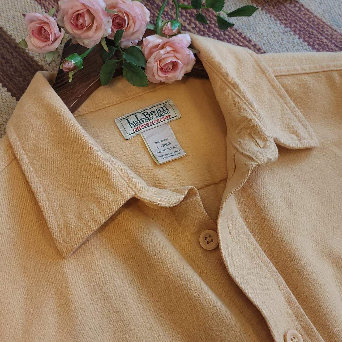 90s 엘엘빈 헤비코튼 투포켓 워크셔츠 샤모아 셔츠 옐로우 L 상품이미지9