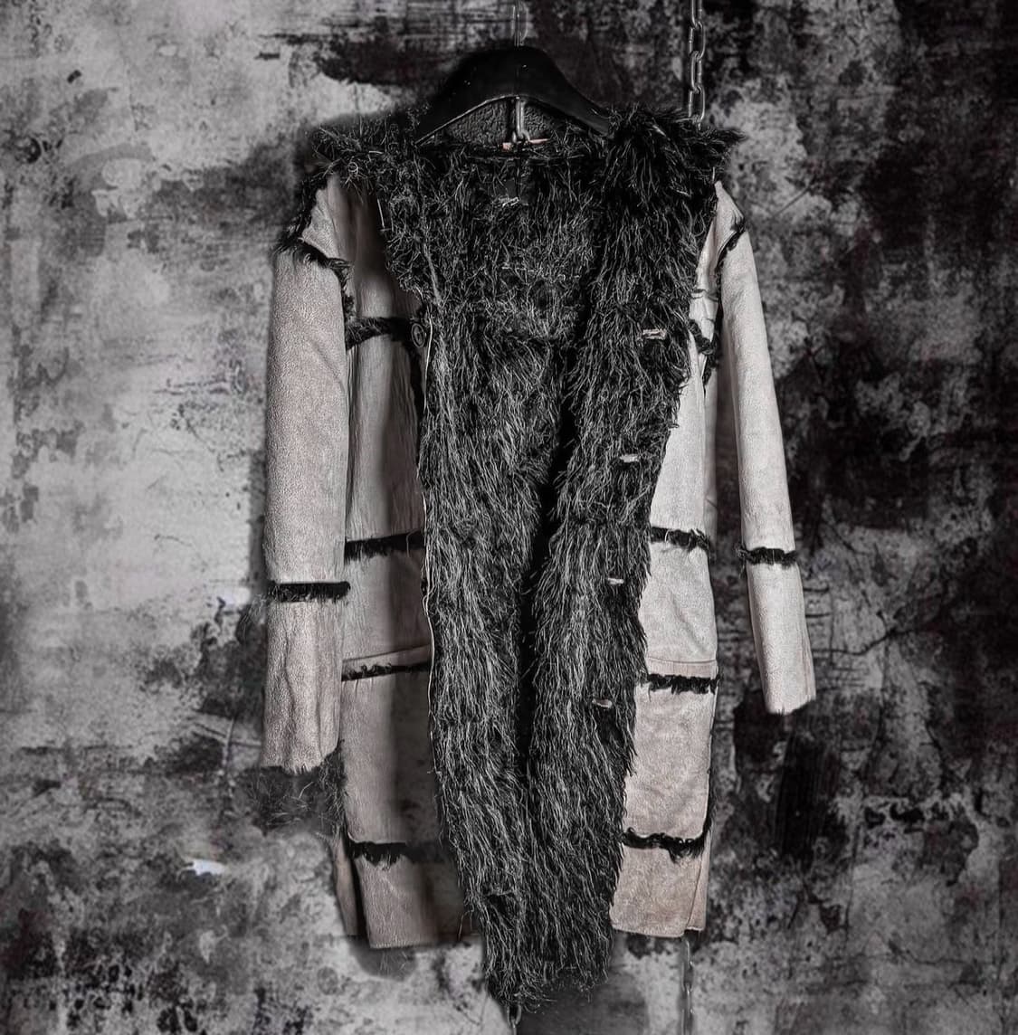 fur-lined patchwork coat 상품이미지1