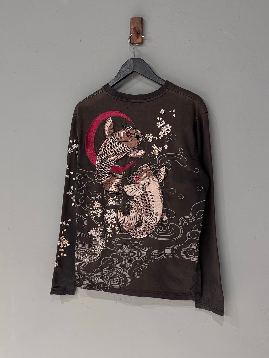 Harakari 오리엔탈 코이 사쿠라 자수 롱슬리브 상품이미지1