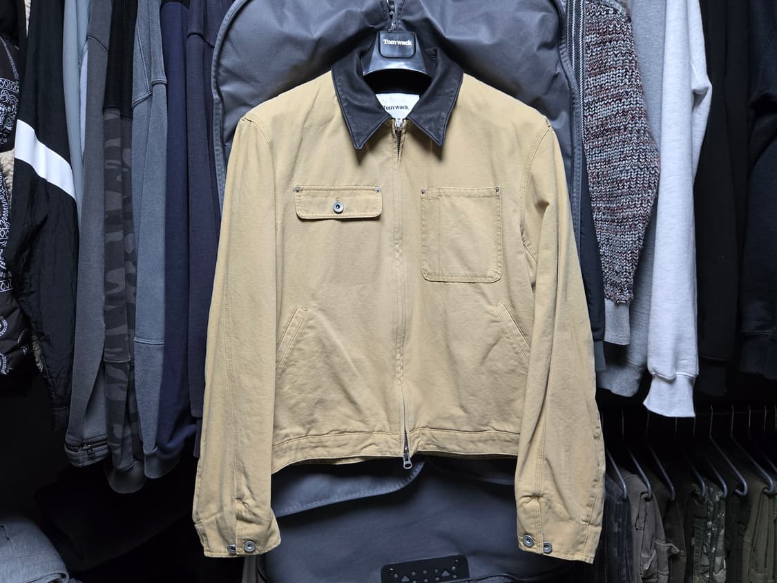 [판매](L)토니웩 레더 카라 워크 자켓 - 페디드 베이지 상품이미지1