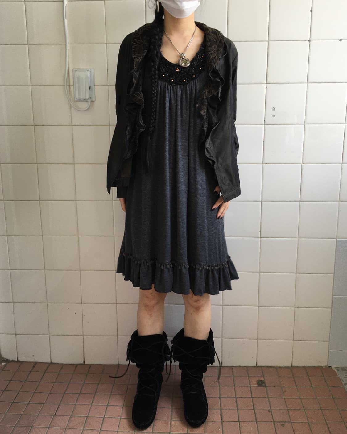Crochet pom pom point sleeveless onepiec 상품이미지1