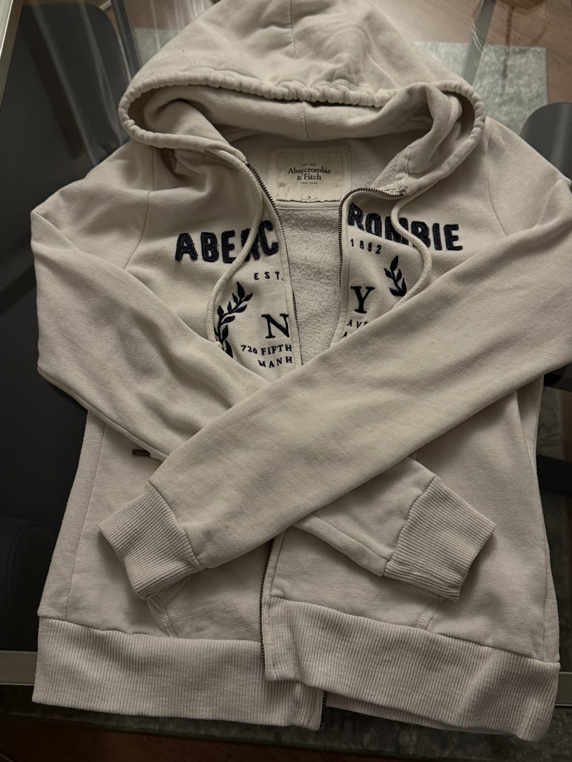 아베크롬비 화이트 슬림핏 후드집업 상품이미지1