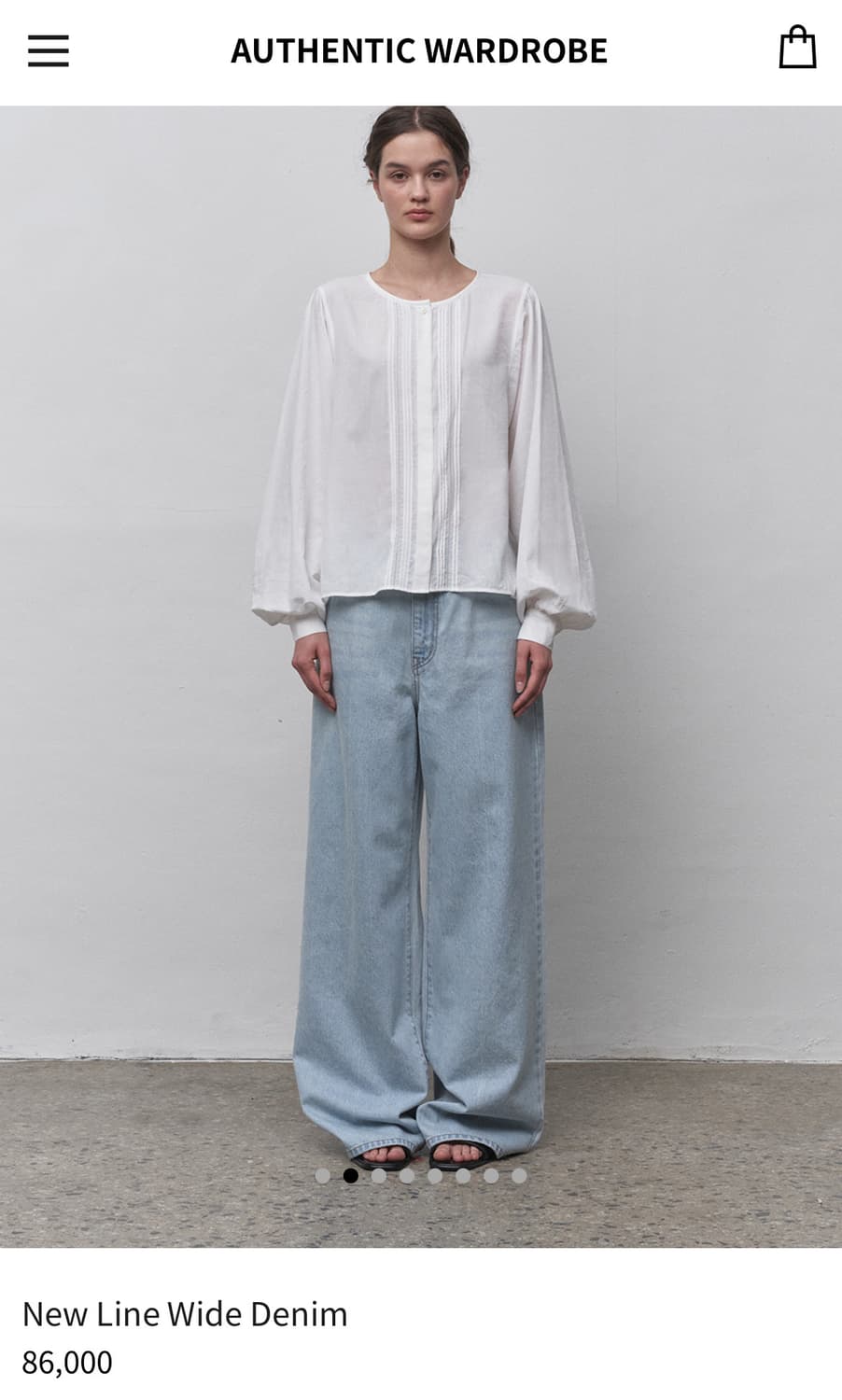 새상품 authentic wardrobe 와이드 데님 팬츠 연청 상품이미지1
