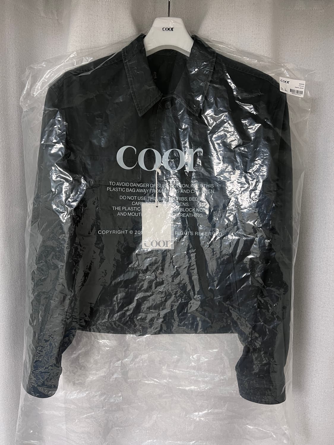 쿠어 워시드 사이클리스트 셔츠 자켓 (워시드차콜)   M > L 교환가능 상품이미지2