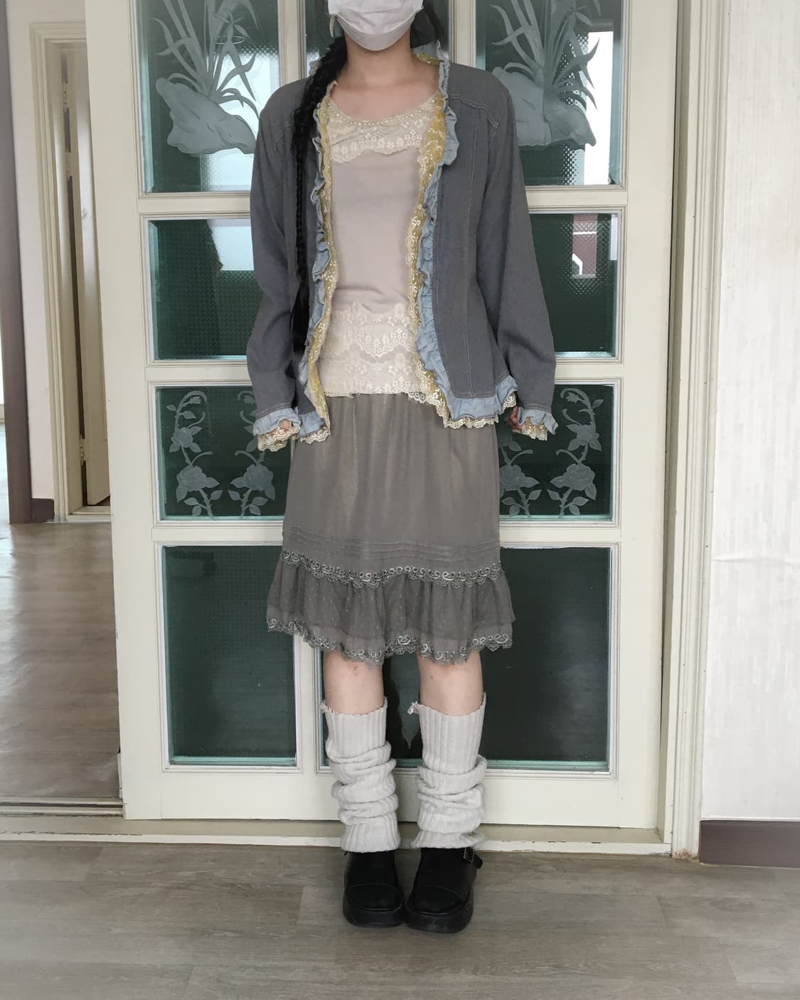 axes femme beige Lace trimming sleeveles 상품이미지8