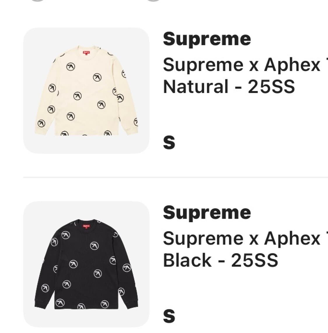 (구매글) 슈프림 x 에이펙스 트윈 써멀 s 상품이미지1