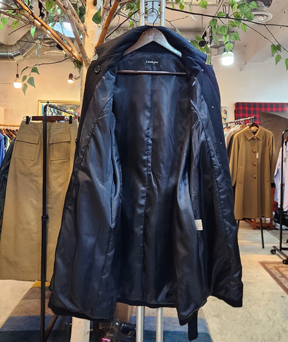 Laura pue 캐시미어 95%  울 더블 버튼 벨트 블랙 코트 상품이미지9