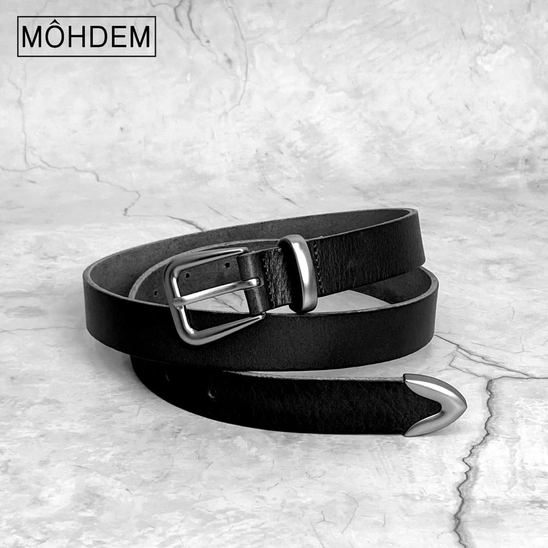 [Unisex] 미니멀 웨스턴 이태리 소가죽 벨트 블랙 상품이미지6
