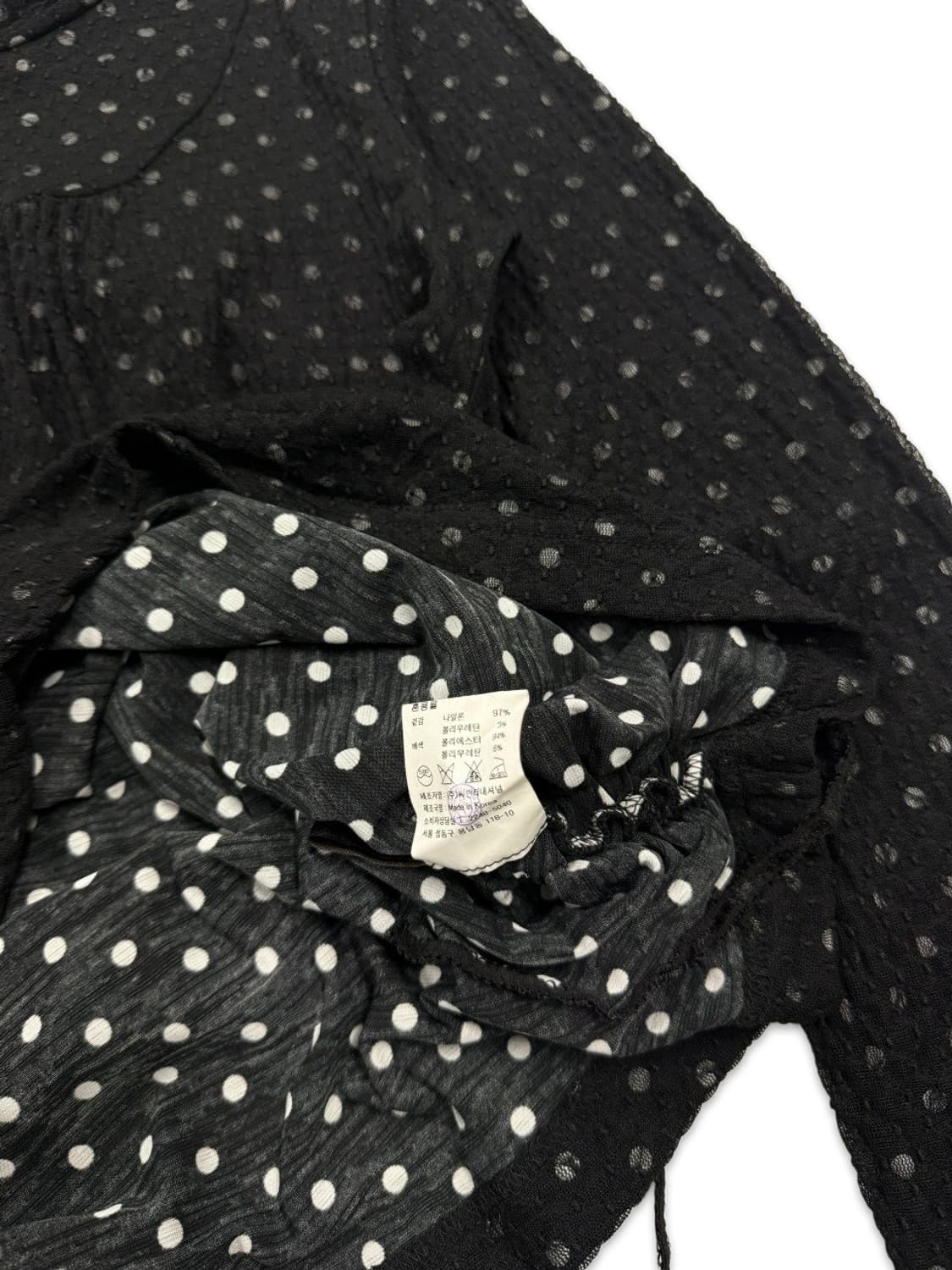 빈티지 블랙 도트 셔링 레이어드티 상품이미지4
