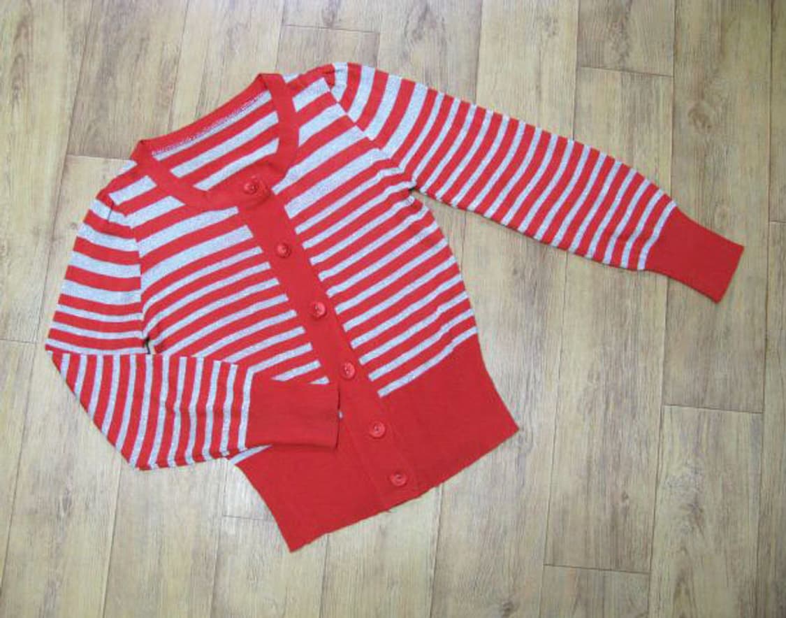 오렌지 배색 펄가디건 55 상품이미지1