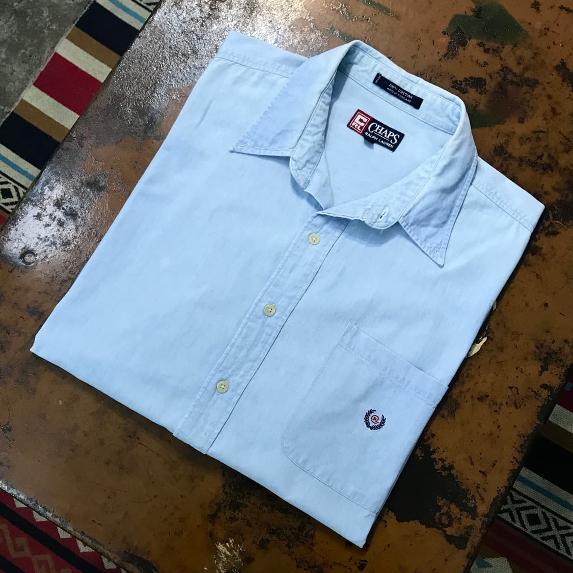 90s 폴로 챕스 원포켓 라이트 연청 데님 셔츠 남성 115 120 상품이미지1
