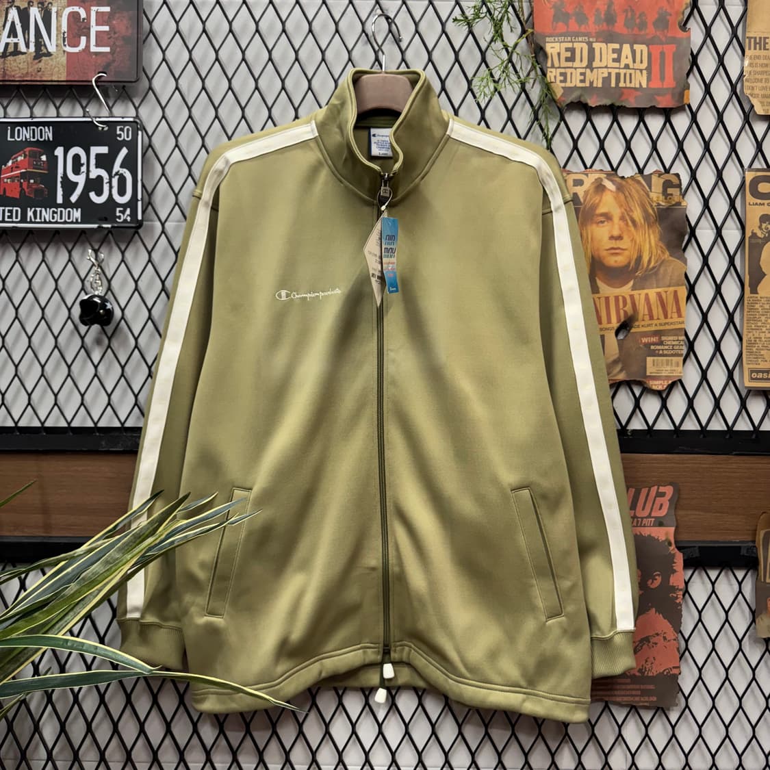 90s 챔피온 재팬 골드윈 져지 사이드 트랙 라인 포인트 카키 상품이미지1