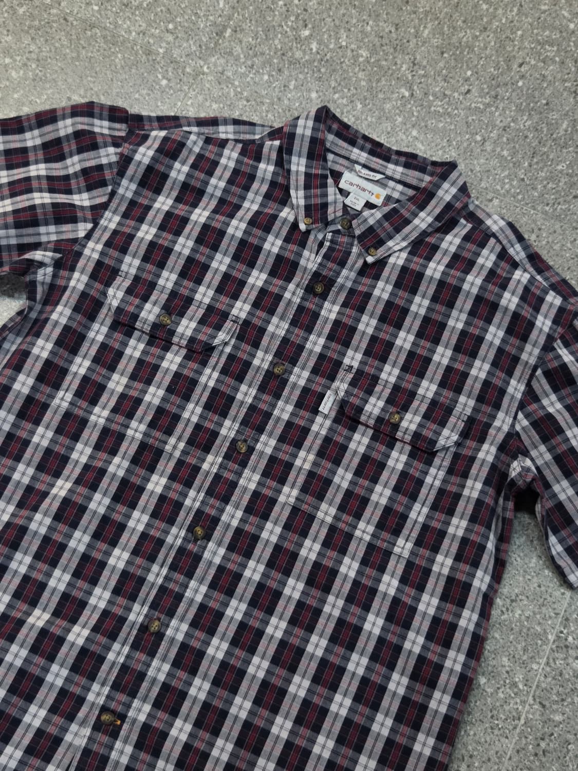 칼하트 네이비 체크반팔셔츠 상품이미지1