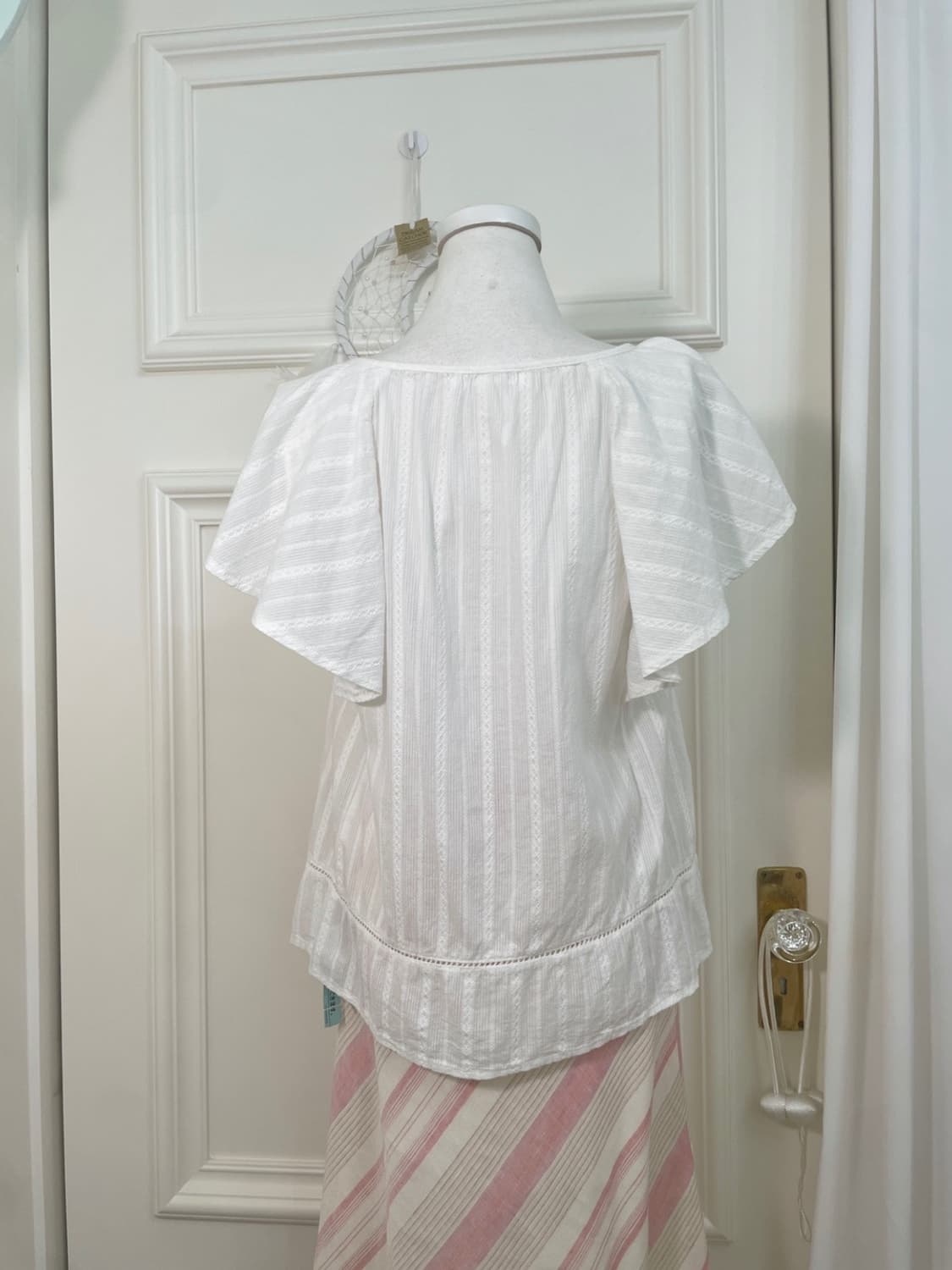 white cotton lace-up point blouse 상품이미지5