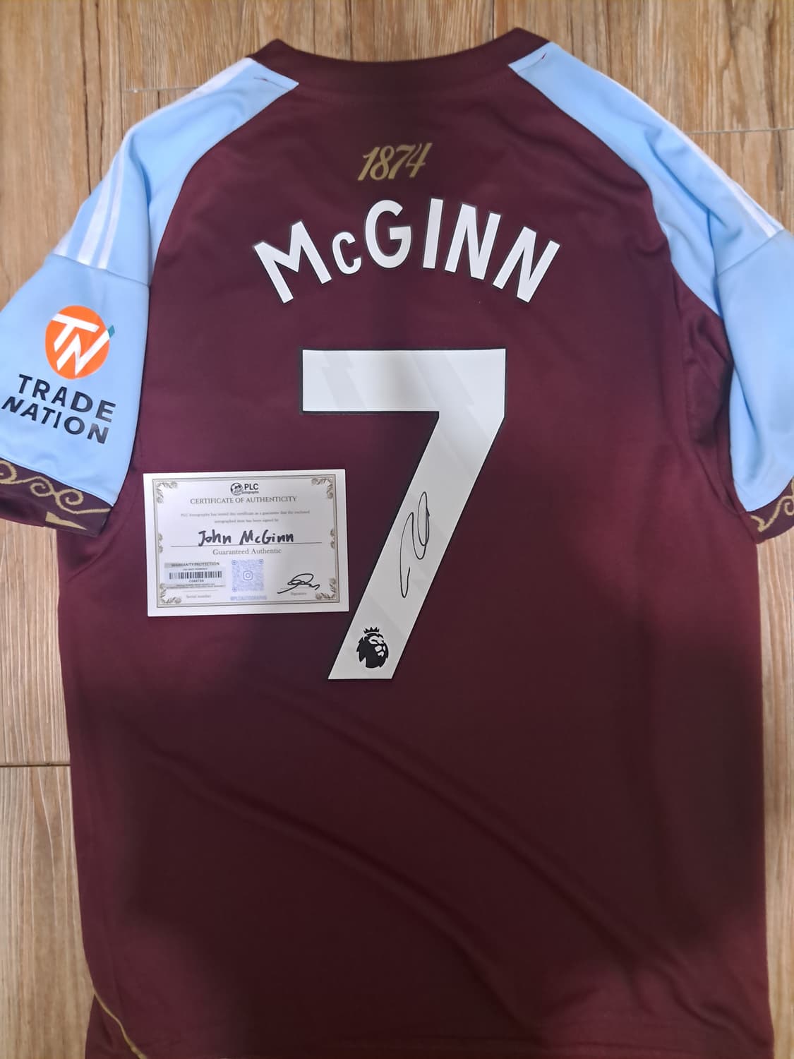 25/26 아스톤빌라 존 맥긴 사인 유니폼+ 인증서 상품이미지1