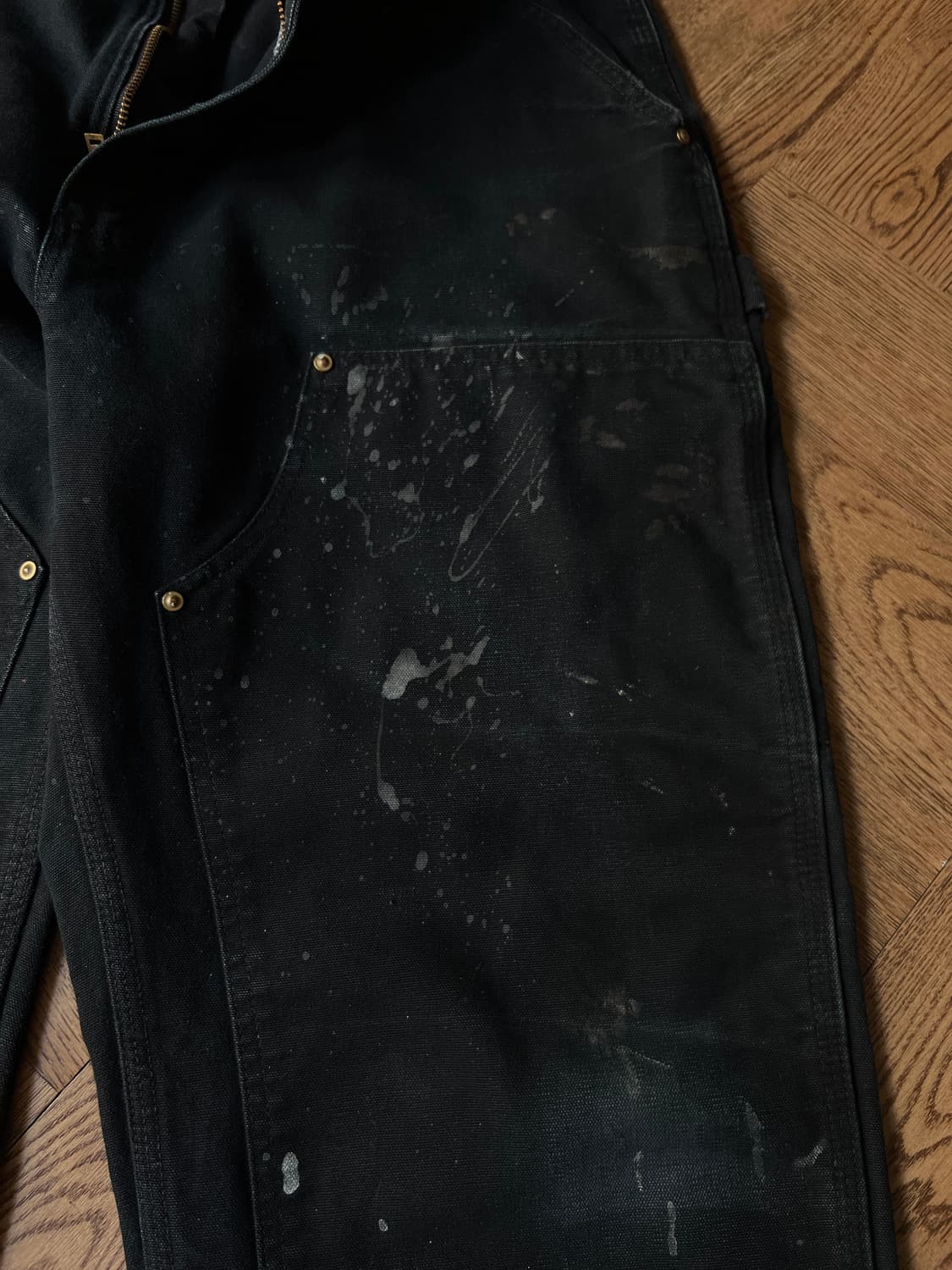 [38]칼하트 Made in USA 빈티지 페인팅 블랙 더블니 워크 팬츠 상품이미지7