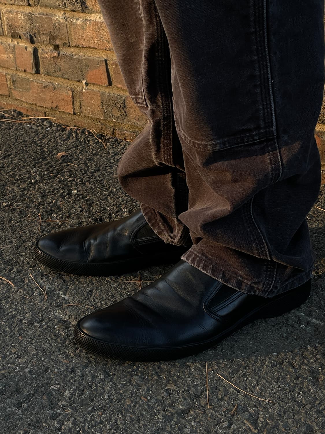 00s Prada All Black Laether Slip-on 상품이미지4