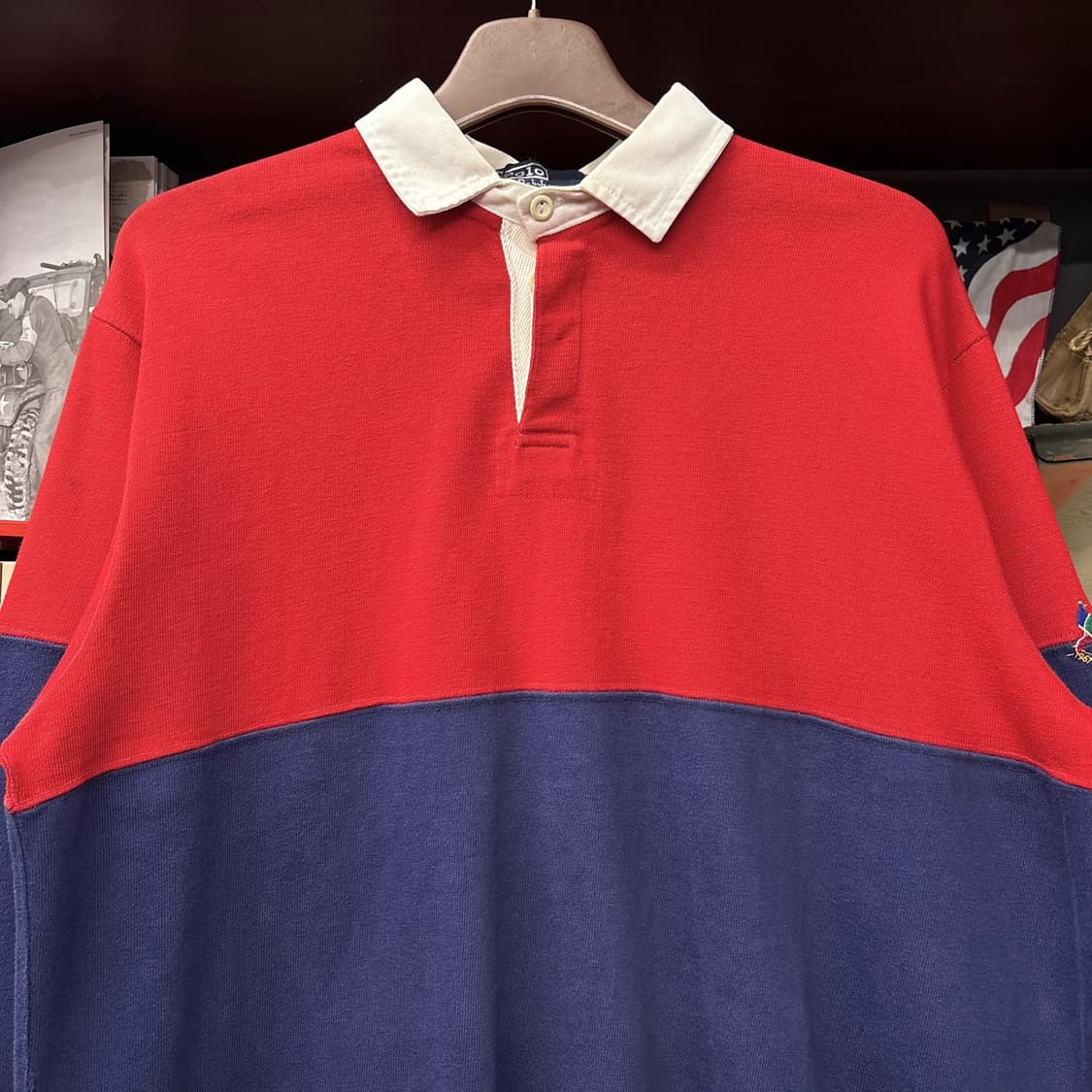 90s 폴로랄프로렌 빅 컬러블럭 플래그 포인트 럭비셔츠 N1387 상품이미지3