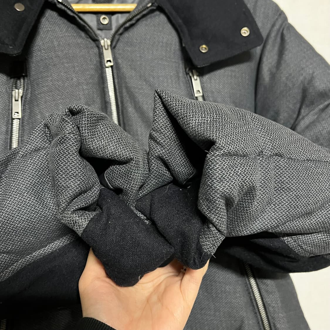 솔리드옴므 헤링본 후드 패딩 100 상품이미지9