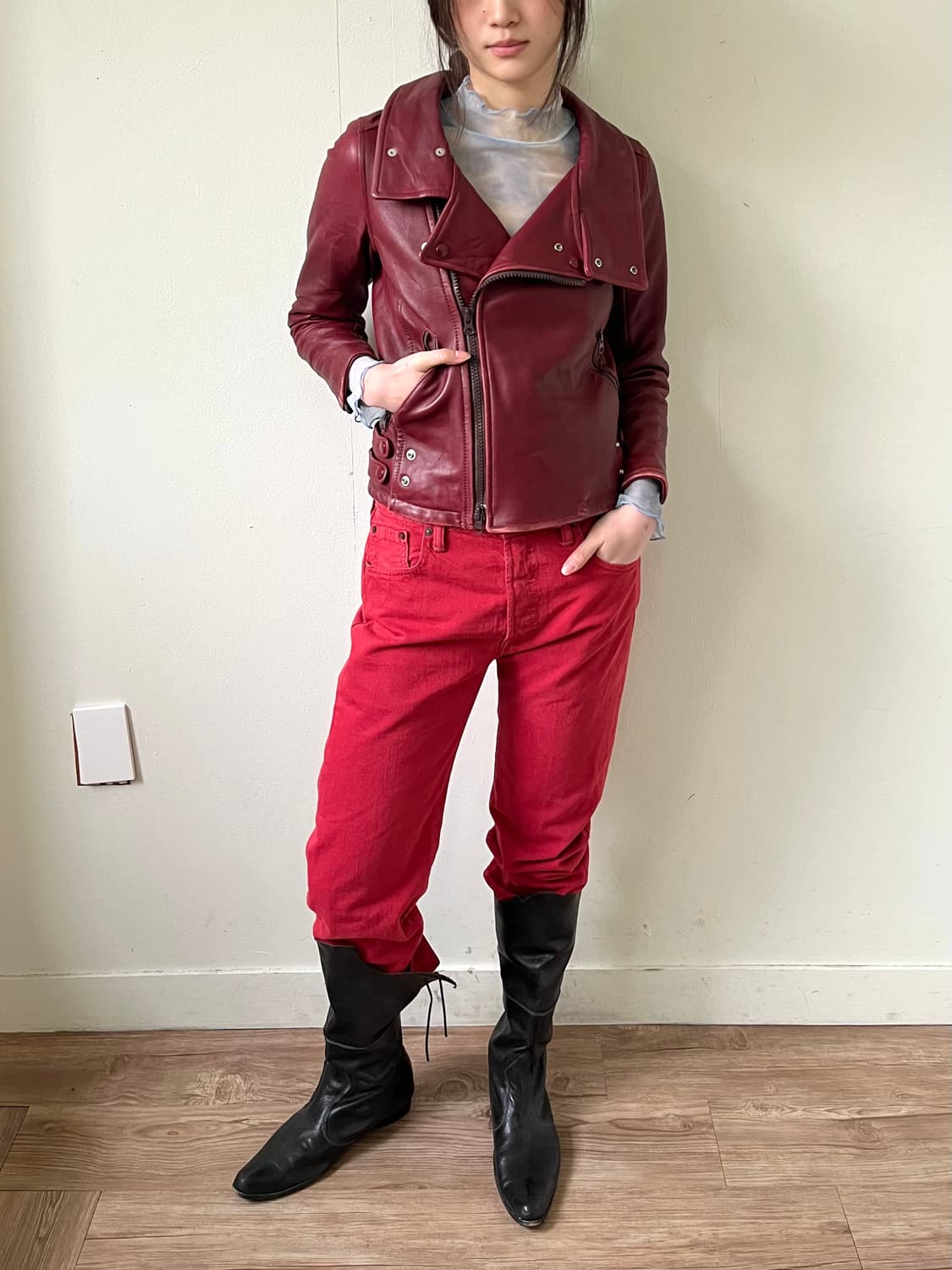 LEVI’s 501 파스텔 레드 데님 팬츠 상품이미지4