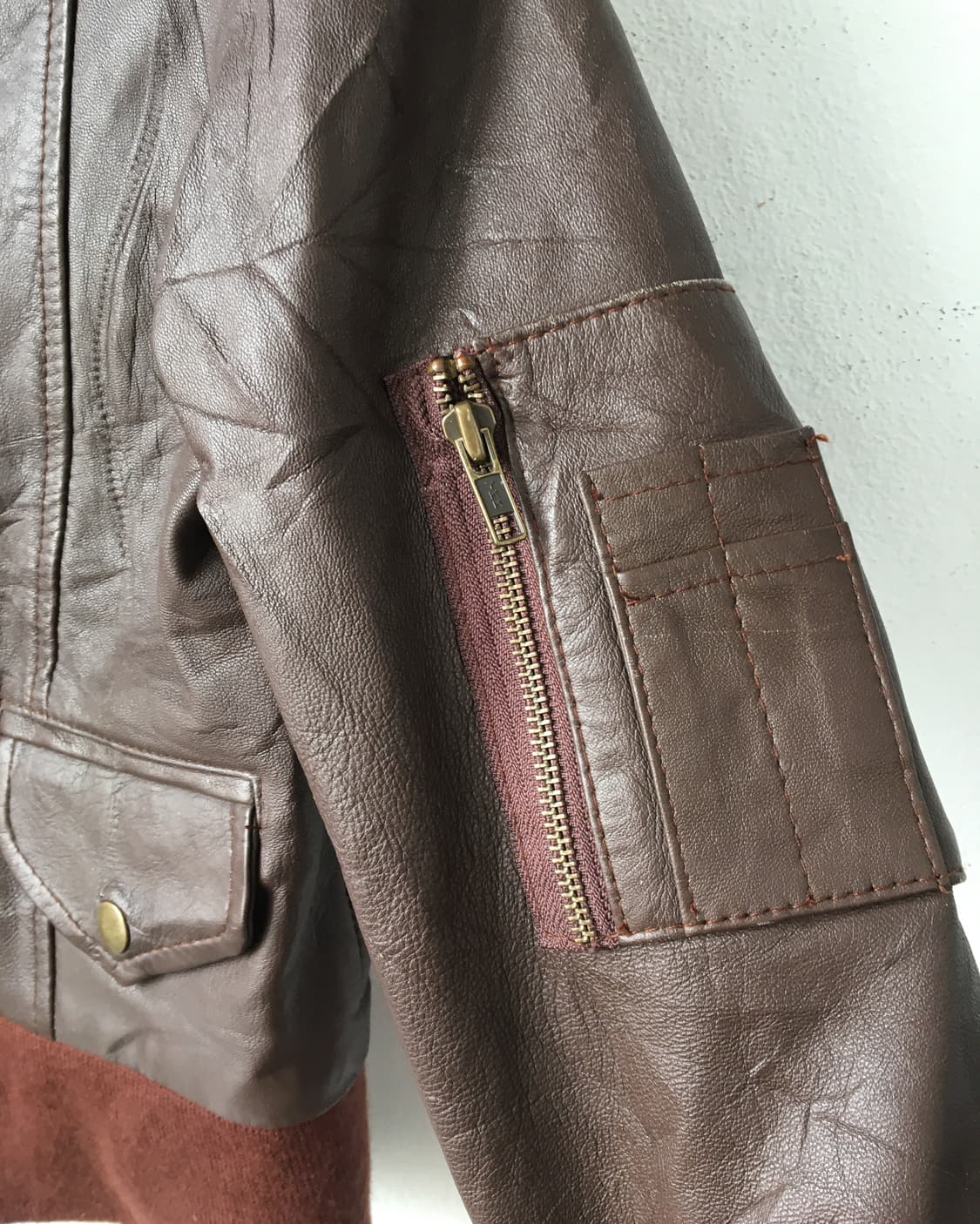 Lamb skin high neck bomber leather jacke 상품이미지4